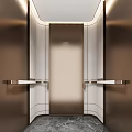 Elegant Modern Elevator Interior Design With Metallic Accents And Ambient Lighting 3d model