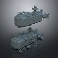 Detailed Sci Fi Floating Mechanical Models With Weapons And Equipment 3d model