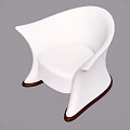 Modern White Single Sofa with Curved Armrest and Brown Wooden Legs Design