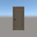 Natural Wooden Hinged Door With Vertical Slats And Metal Handle Design