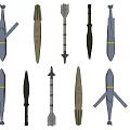 Various Military Missile Models With Different Designs And Color Variations 3d model