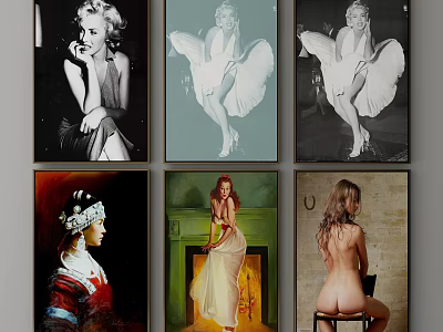 Vintage And Modern Portrait Paintings Featuring Female Figures In Various Poses And Styles 3d model