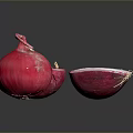 Fresh Vibrant Red Onion With Sliced Halves On Gray Background