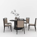 Elegant Modern Dining Table Set Featuring Round Table Six Chairs And Decorative Items 3d model
