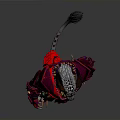 Fantasy Mythical Character With Horned Head And Red Purple Ornate Colorful Attire