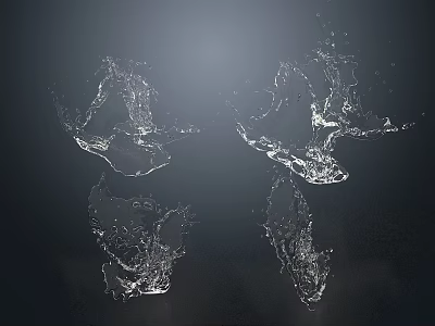 Water Fountain Featuring Dynamic Water Splashes In Mid Air On Black Background 3d model