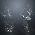 Water Fountain Featuring Dynamic Water Splashes In Mid Air On Black Background
