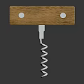 Wooden Handle Corkscrew With Two Holes And Metal Spiral For Wine Bottle Opening
