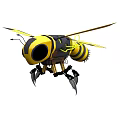 Robotic Bee Design With Yellow Black Stripes And Mechanical Wings Legs Structure
