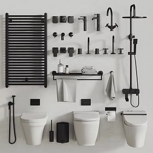 Modern Bathroom Supplies Hardware Toilet Bathroom Supplies Faucet Shower Faucet 3d model