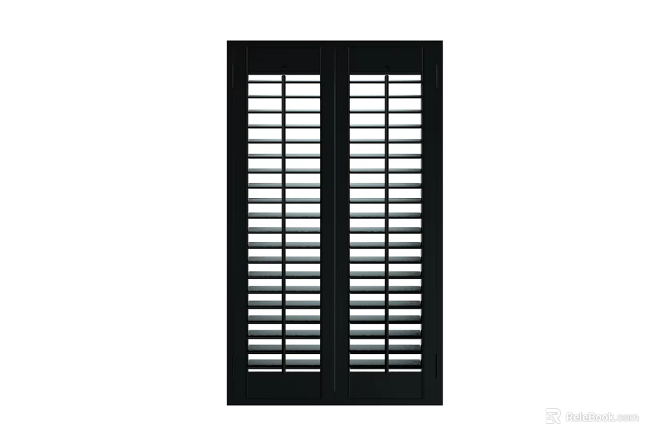 Black Double Panel Window Shutters With Modern Design For Home Decoration 3d model 