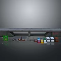 Gray Miniature Platform Scene With Colorful Model Vehicles And Green Containers
