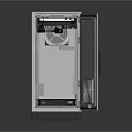Modern Metal Electronic Equipment Cabinet With Open Door And Internal Shelf