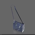Stylish Blue Leather Handbag With Top Handle Long Shoulder Strap And Chain Details