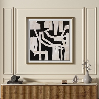 French abstract retro simple decorative painting 3d model