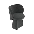 Modern Gray Upholstered Sofa Stool with Curved Backrest Round Seat and Geometric Base
