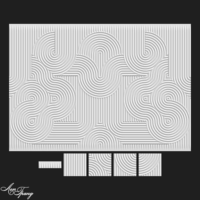 Geometric Decorative Components With Curved Line Patterns And Abstract Design Elements 3d model