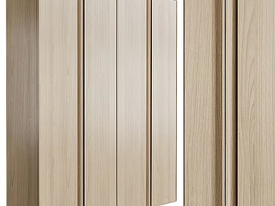 Modern Minimalist Wooden Wardrobe With Sliding Doors And Light Wood Finish 3d model