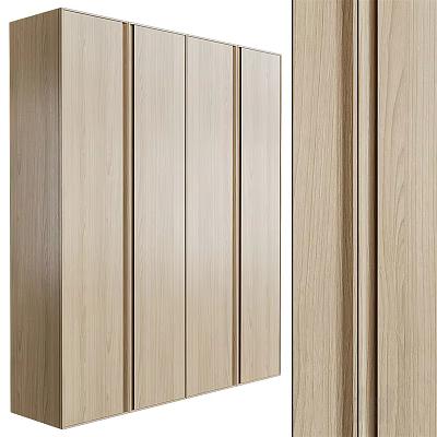 Modern Minimalist Wooden Wardrobe With Sliding Doors And Light Wood Finish 3d model