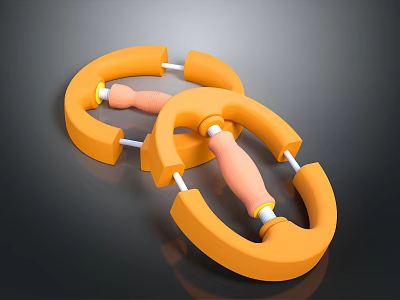 Orange Circular Grip Rings With Ergonomic Handles For Daily Fitness Use 3d model