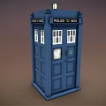 Classic Blue Police Box Structure With White Windows And Top Light 3d model