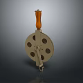 Vintage Film Reel With Wooden Handle Metal Frame And Hook Design