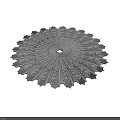 White Ornamental Ceiling Medallion With Intricate Scroll Patterns Radial Design And Central Hole 3d model