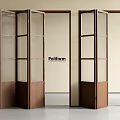 Elegant Folding Doors With Grid Design And Wooden Frame By Poliform 3d model