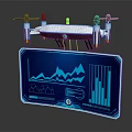 High Tech Drone Device With Digital Display Screen And Data Charts