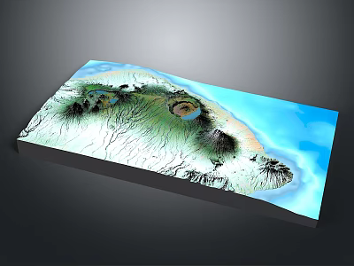 3D Terrain Model Displaying Mountains Ocean Islands And Green Vegetation 3d model