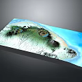 3D Terrain Model Displaying Mountains Ocean Islands And Green Vegetation