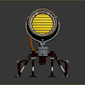 Modern Industrial Style Lamp With Red Mechanical Legs And Round Grille Shade