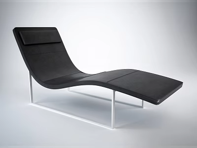 Modern Black Leather Lounge Chair With Sleek Metal Frame And Curved Design 3d model