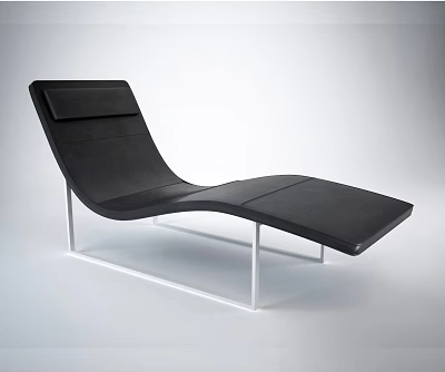 Modern Black Leather Lounge Chair With Sleek Metal Frame And Curved Design 3d model