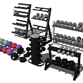 Various Colored Dumbbells With Multi Layer Racks For Home Fitness Storage Equipment