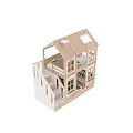 Wooden House Shaped Bunk Bed With Stairs Windows And Storage Drawers For Kids Room