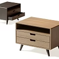 Modern Wooden Bedside Tables With Single And Double Drawer Design 3d model