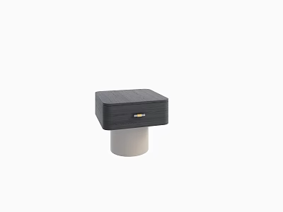 Modern Black Bedside Table With Wooden Texture Drawer And White Cylindrical Base 3d model