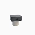Modern Black Bedside Table With Wooden Texture Drawer And White Cylindrical Base