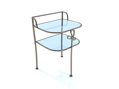 Modern Bedside Table With Metal Frame And Two Glass Shelves Design 3d model