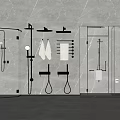 Modern Bathroom Featuring Rain Shower Head Glass Enclosure Gray Marble Wall And Hanging Towels
