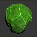 Green Polyhedral Sculpture Featuring Carved Surface Lines and Glossy Finish in Contemporary Design