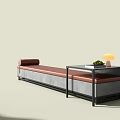 Modern Landscape Seats With Wooden Slats Metal Frames Side Tables And Decorative Lamps