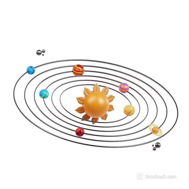 Solar System Model With Sun And Planets In Orbital Paths For Cosmic Exploration 3d model