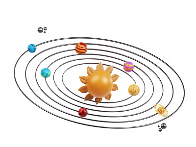 Solar System Model With Sun And Planets In Orbital Paths For Cosmic Exploration 3d model