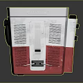 Red And Silver Electronic Appliance With Antenna Control Knobs And Ventilation Holes