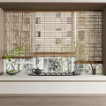 New Chinese Bamboo Curtain Roller Curtain 3d model