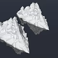 Low Poly Iceberg Design With Geometric Shapes And Dark Background Reflection 3d model