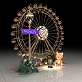 Fashion Themed Ferris Wheel Display With Cartoon Tiger Street Lamp And Green Plants
