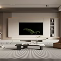 Living room sofa coffee table combination lazy sofa leisure sofa TV background wall ornaments 3d model
